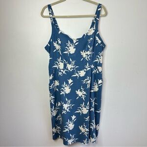 41 Hawthorn Light Blue Plus Size Floral Dress Size 1X Scalloped Neckline Pocket